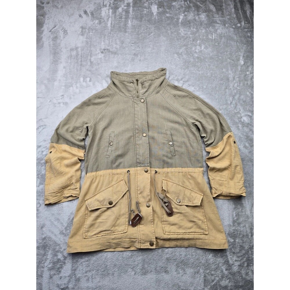 Blu Pepper Jacket 45% Linen And Cotton Medium Rollable Sleeves Yellow And Vreen
